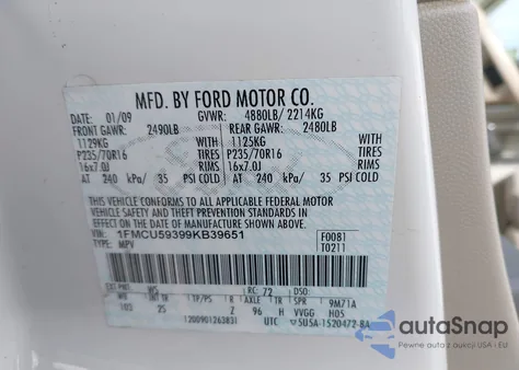 2009 Ford Escape Hybrid Limited from USA, damaged, VIN 1FMCU59399KB39651